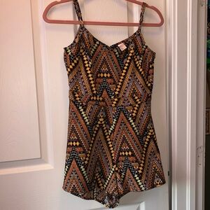 H&M Geometric Print Romper with Spaghetti Straps